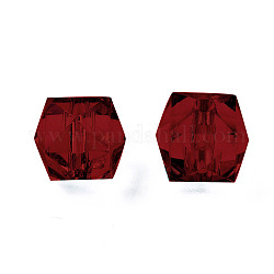 Прозрачные акриловые бусины, граненые, кубические, темно-красный, 8x8x7.5 мм, отверстие : 1.4 мм, Около 1730 шт / 500 г
