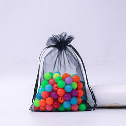 Прямоугольные сумки из органзы на шнурке, чёрные, 12x9 см