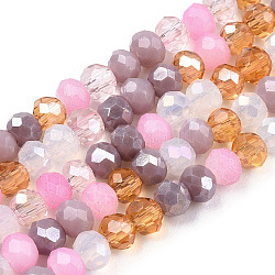 Chapelets de perles en verre, facette, rondelle, brun rosé, 3x2.5mm, Trou: 0.6mm, Environ 153~158 pcs/chapelet, 14.96 pouce ~ 15.28 pouces (38~38.8 cm)