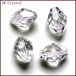 Perles d'imitation cristal autrichien, grade AAA, facette, Toupie, clair, 8x11mm, Trou: 0.9~1mm