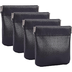 Benecreat 4 Stück schwarze Leder-Schmuck-Reisetasche, Tragbare 3.3x3.2-Zoll-Geldbörse, Geschenktüten, Kosmetiktasche für Party-Hochzeitsgeschenke