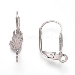 Edelstahl Leashback Ohrring Zubehör, mit Schleife, 18.5x10 mm, Stift: 0.7 mm, Bohrung: 2 mm