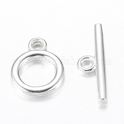 Cierres de aleación, Sin cadmio y níque y plomo, color plateado, anillo: aproximamente 14x11x2 mm, agujero: 2 mm, bar: 19x5.5x2 mm, agujero: 2 mm