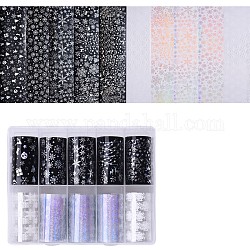 Блестящие лазерные наклейки для переноса ногтей, украшения для ногтей, разноцветные, 100x4 см, 10 рулонов / коробке