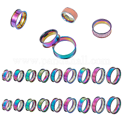 Unicraftale 18Pcs 9 Size 201 Stainless Steel Grooved Finger Ring Settings, Ring Core Blank, for Inlay Ring Jewelry Making, Rainbow Color, US Size 5~13(15.7~22.2mm), Groove: 7mm, 2Pcs/size