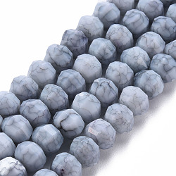 Opaque Baking Painted Crackle Glass Beads Strands, Faceted, Rondelle, Dark Gray, 8x6.5mm, Hole: 1.2mm, about 50pcs/strand, 12.8 inches(32.5cm)