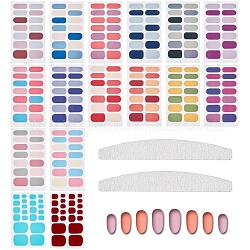 Set di strumenti per manicure, con adesivi per nail art a copertura totale in tinta unita, adesivi per unghie impermeabili, file buffer manicure unghie artistiche, colore misto, 93x60mm, 105x60mm, 16sheet / set