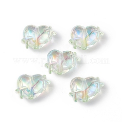 Transparent Acrylic Beads, AB Color Plated, Heart with Star, Honeydew, 14.5x19.5x10mm, Hole: 2mm