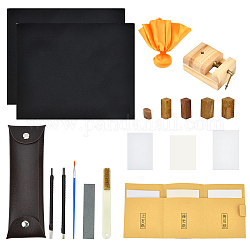 Set di strumenti per incisione, compreso il coltello per tagliare le guarnizioni, carta vetrata, Shoushan pietra, spazzola, penna, carta, colore misto, 2.4x2.6x1.6cm