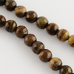 Natürlichen Tigerauge runde Perle Stränge, facettiert, 4 mm, Bohrung: 1 mm, ca. 100 Stk. / Strang, 14.9 Zoll