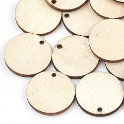 Ciondoli in legno non tinti, rotondo e piatto, grano, 24.5x3mm, Foro: 2 mm