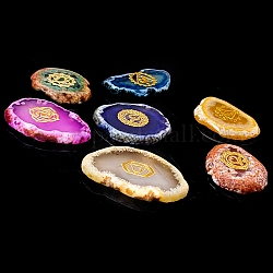 Piedra de pepitas de ágata natural chakra., piedra de palma de bolsillo para el equilibrio de reiki, decoraciones de exhibición casera, color mezclado, 30~50x5mm, 7 PC / sistema