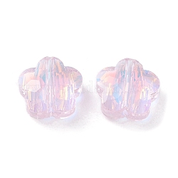 Perles en verre electroplate transparent , couleur ab , fleur facettée , rose, 9.5x10x5mm, Trou: 1.2mm