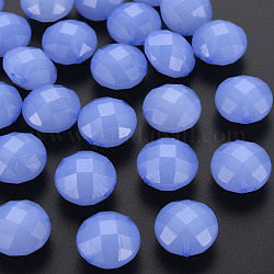 Perles en acrylique de gelée d'imitation, facette, plat rond, bleu ardoise moyen, 18.5x12.5mm, Trou: 1.5mm, environ 220 pcs/500 g