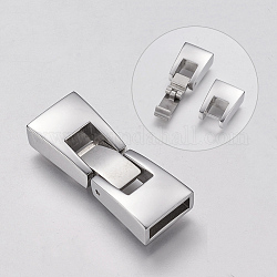 304 Stainless Steel Snap Lock Clasps, Smooth Surface, Stainless Steel Color, 26x10x5mm, Hole: 2.5x8mm
