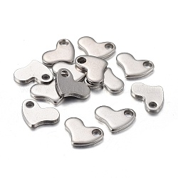 201 Stainless Steel Charms, Stamping Blank Tag, Laser Cut, Heart, Stainless Steel Color, 8.5x11.5x1.5mm, Hole: 2mm