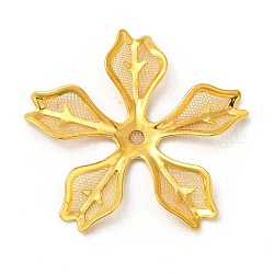 真鍮製ビーズキャップ  鉄のパーツと  エッチングされた金属装飾  花  ゴールドカラー  34.5x37.5x3mm  穴：2mm