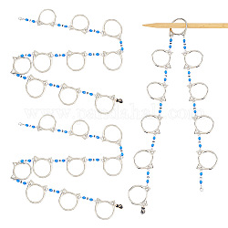 Controcatene a filari per maglieria con perline acriliche, Segnapunti con anello di collegamento in lega con testa di gatto, platino, 68cm