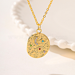 Brass Pendant Necklaces, Real 18K Gold Plated, Eye, 17.72 inch(450mm)
