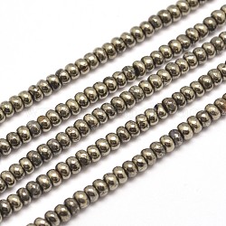 Rondelle Natural Pyrite Beads Strands, 8x4mm, Hole: 1mm, about 100pcs/strand, 15.7 inch