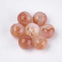 Acryl-Perlen, Nachahmung Edelstein-Stil, Runde, dunkler Lachs, 8x7.5 mm, Bohrung: 1.6 mm, ca. 1850 Stk. / 500 g