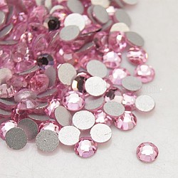 Vidrio de espalda plana Diamante de imitación, Grado A, espalda plateada, facetados, semicírculo, rosa luz, 6.3~6.5mm, aproximamente 288 unidades / bolsa