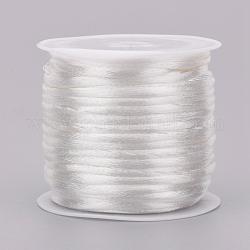 Corde de nylon, cordon de rattail satiné, pour la fabrication de bijoux en perles, nouage chinois, blanc, 2mm, environ 10.93 yards (10 m)/rouleau