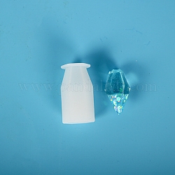 Stampi in silicone di cristallo a pendolo, stampi per pendenti con cristalli di quarzo, per resina uv, creazione di gioielli in resina epossidica, bianco, 2x1.9x4.1cm, diametro interno: 0.9x1 cm