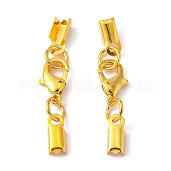 Cierres  de pinza de langosta de aleación con revestimiento de rejilla con extremos de clip, extensor de cadena, agradable para la fabricación de joyas, dorado, 33x4~5mm