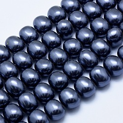 Fili di perle di conchiglia di elettropeste, ovale, Blue Steel, 13x16x12mm, Foro: 1 mm, circa 31pcs/filo, 15.7 pollice (40 cm)