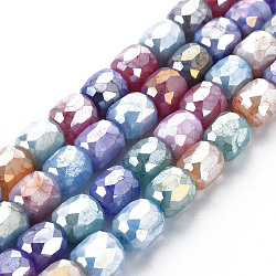 Cuisson opaque de perles de verre peintes, pierres d'imitation, facette, de couleur plaquée ab , colonne, colorées, 8x8mm, Trou: 1.2mm, Environ 60 pcs/chapelet, 19.69 pouce (50 cm)