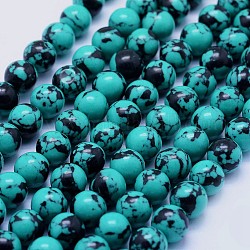 Filo di perline turchesi sintetici, tondo, turchese, 6~6.5mm, Foro: 1 mm, circa 64pcs/filo, 15.3 pollice (39 cm)