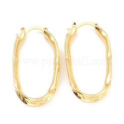 Brass Stud Earring Findings, Half Hoop Earrings, Oval, Real 18K Gold Plated, 41.5x21x5.5mm, Pin: 0.5mm