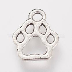 Tibetan Style Alloy Charms, Dog Paw Prints, Cadmium Free & Lead Free, Antique Silver, 13x11x1.5mm, Hole: 2mm, about 955pcs/500g