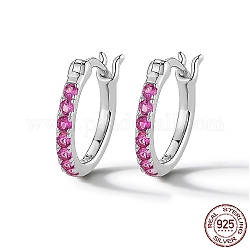 925 женская серьга-кольцо из стерлингового серебра с родиевым покрытием, платина, ярко-розовый, 12 мм