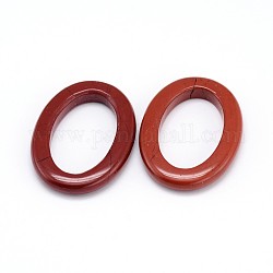 Natural Gemstone Pendants, Oval Ring, Red Jasper, 36x26x5mm, Hole: 16x26mm
