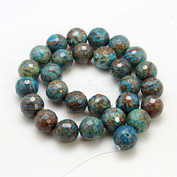 Natural Chrysocolla Beads Strands, Round, Faceted, Dyed & Heated, Colorful, 10mm, hole: 1mm, 15.5 inch, 39pcs/strand