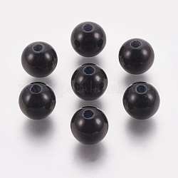 Perles d'imitation perles en plastique ABS, ronde, noir, 18mm, Trou: 2.6mm, environ 170 pcs/500 g