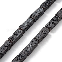 Natural Lava Rock Beads Strands, Frosted, Cuboid, 12~13x4.5~5x4.5~5mm, Hole: 1mm, about 31pcs/strand, 15.75''(40cm)