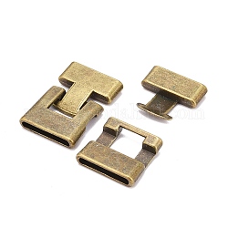 Tibetan Style Alloy Snap Lock Clasps, Cadmium Free & Nickel Free & Lead Free, Rectangle, Antique Bronze, 23x21x5mm, Hole: 19x3mm.