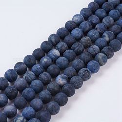 Chapelets de perles en sodalite naturelle, mat, ronde, 8mm, Trou: 1mm, Environ 51 pcs/chapelet, 15.1 pouce