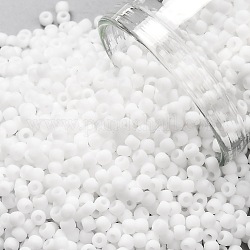 Toho perles de rocaille rondes, Perles de rocaille japonais, (41f) blanc givré opaque, 11/0, 2.2mm, Trou: 0.8mm, environ 1103 pcs/10 g