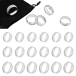 UNICRAFTALE 18Pcs Blank Ring 3 Sizes Stainless Steel Grooved Ring Round Empty Ring for Inlay Ring Jewelry Making Gift Stainless Steel Color