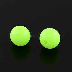 Fluorescent Acrylic Beads, Round, Green Yellow, 8mm, Hole: 1.5mm, about 1700pcs/500g