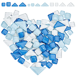 Gorgecraft Transparent Glass Cabochons, Mosaic Tiles, for Home Decoration or DIY Crafts, Square & Triangle, Light Sky Blue, Triangle: 11.5x20x4mm Square: 10x10x5mm, 13.5x13.5x5mm, 120pcs/bag