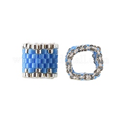 Cuentas de semillas japonesas hechas a mano de miyuki & toho, patrón de telar, anillo, azul aciano, 14~15x9.5~10x3.5~4mm