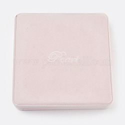 Plastica quadrato coperto con scatole collana di velluto, blush alla lavanda, 19x19x3.8cm