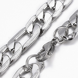 Collares de cadena figaro de los hombres de moda, Collares de cadena de 304 acero inoxidable, con cierre de pinza, color acero inoxidable, 27.55 pulgada (70 cm), mm