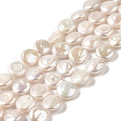 Naturali keshi perline perle fili, perle barocche, perla d'acqua dolce coltivata, rotondo e piatto, grado 2 un, papayawhip, 9.5~11.5x10~11x4~5mm, Foro: 0.6 mm, circa 34~35pcs/filo, 15.24~15.47 pollice (38.7~39.3 cm)