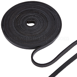 Cordón de cuero de vaca plano gorgecraft, para la fabricación de la joya, negro, 10.5x4mm